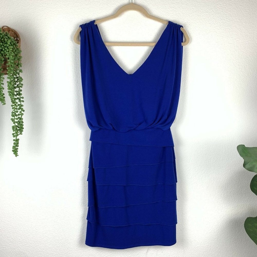 Vintage Cache Women's 2 Blue Bandage Blouson Royal Blue Bodycon Mini Dress
